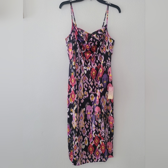 Cowl Neck Slip Dress - Desert Ikat Black Size 10 - Picture 5 of 16